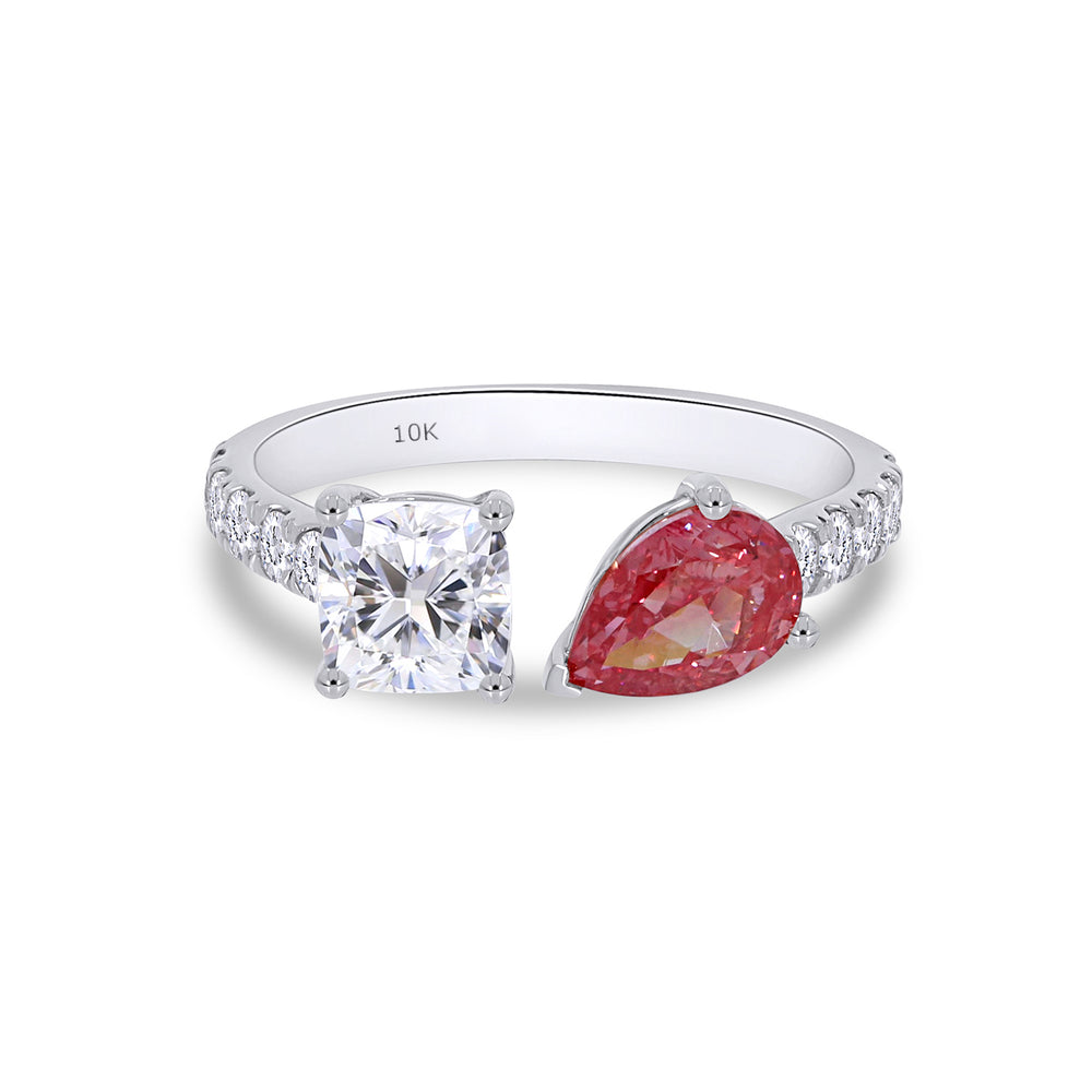 
                      
                        Pink & White IGI Certified Lab Grown Diamond Adjustable Half-Eternity Toi Et Moi Engagement Ring In 10K Or 14K Solid Gold
                      
                    