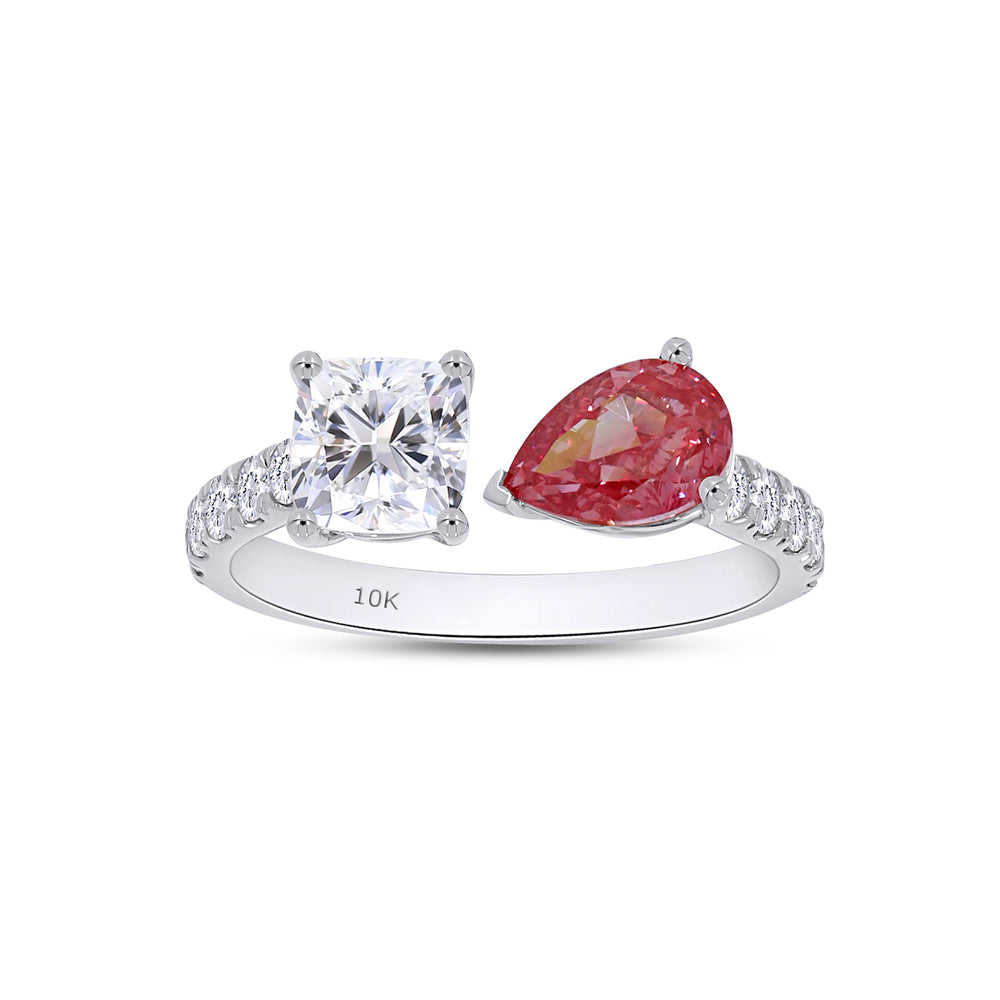 
                      
                        Pink & White IGI Certified Lab Grown Diamond Adjustable Half-Eternity Toi Et Moi Engagement Ring In 10K Or 14K Solid Gold
                      
                    