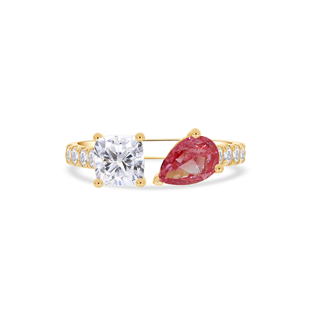 
                      
                        Pink & White IGI Certified Lab Grown Diamond Adjustable Half-Eternity Toi Et Moi Engagement Ring In 10K Or 14K Solid Gold
                      
                    