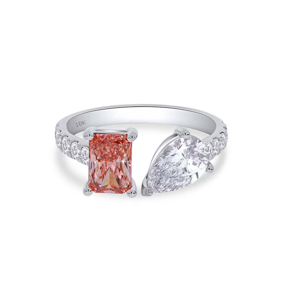 
                      
                        Pink & White IGI Certified Lab Grown Diamond Adjustable Half-Eternity Toi Et Moi Engagement Ring In 10K Or 14K Solid Gold
                      
                    