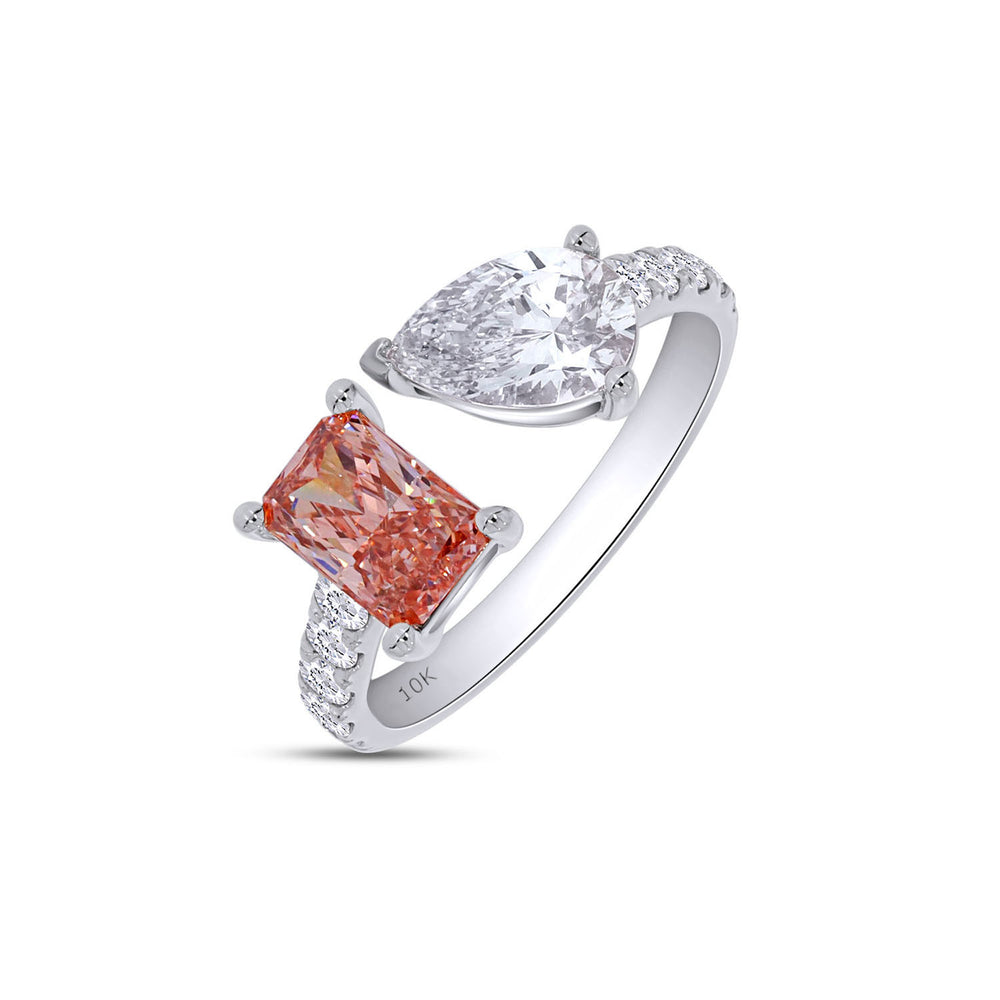 
                      
                        Pink & White IGI Certified Lab Grown Diamond Adjustable Half-Eternity Toi Et Moi Engagement Ring In 10K Or 14K Solid Gold
                      
                    