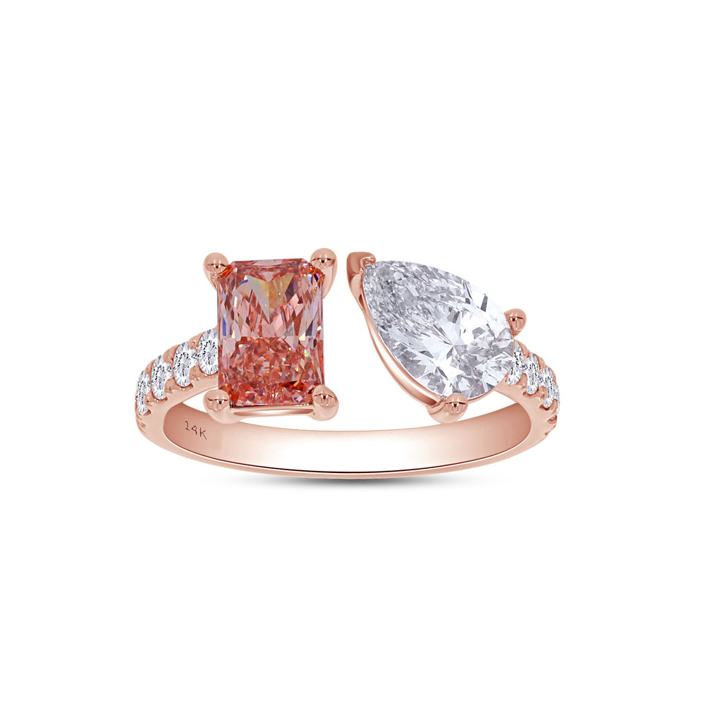 
                      
                        Pink & White IGI Certified Lab Grown Diamond Adjustable Half-Eternity Toi Et Moi Engagement Ring In 10K Or 14K Solid Gold
                      
                    