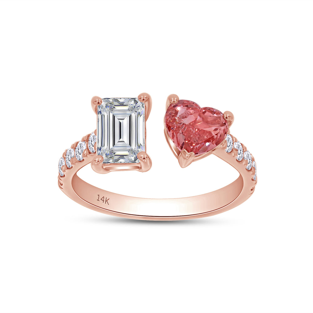 
                      
                        Pink & White IGI Certified Lab Grown Diamond Adjustable Half-Eternity Toi Et Moi Engagement Ring In 10K Or 14K Solid Gold
                      
                    