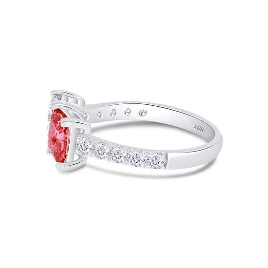Pink Princess & White Round Cut EGL Certified Lab Grown Diamond Adjustable Half-Eternity Toi Et Moi Engagement Ring In 10K Or 14K Solid Gold