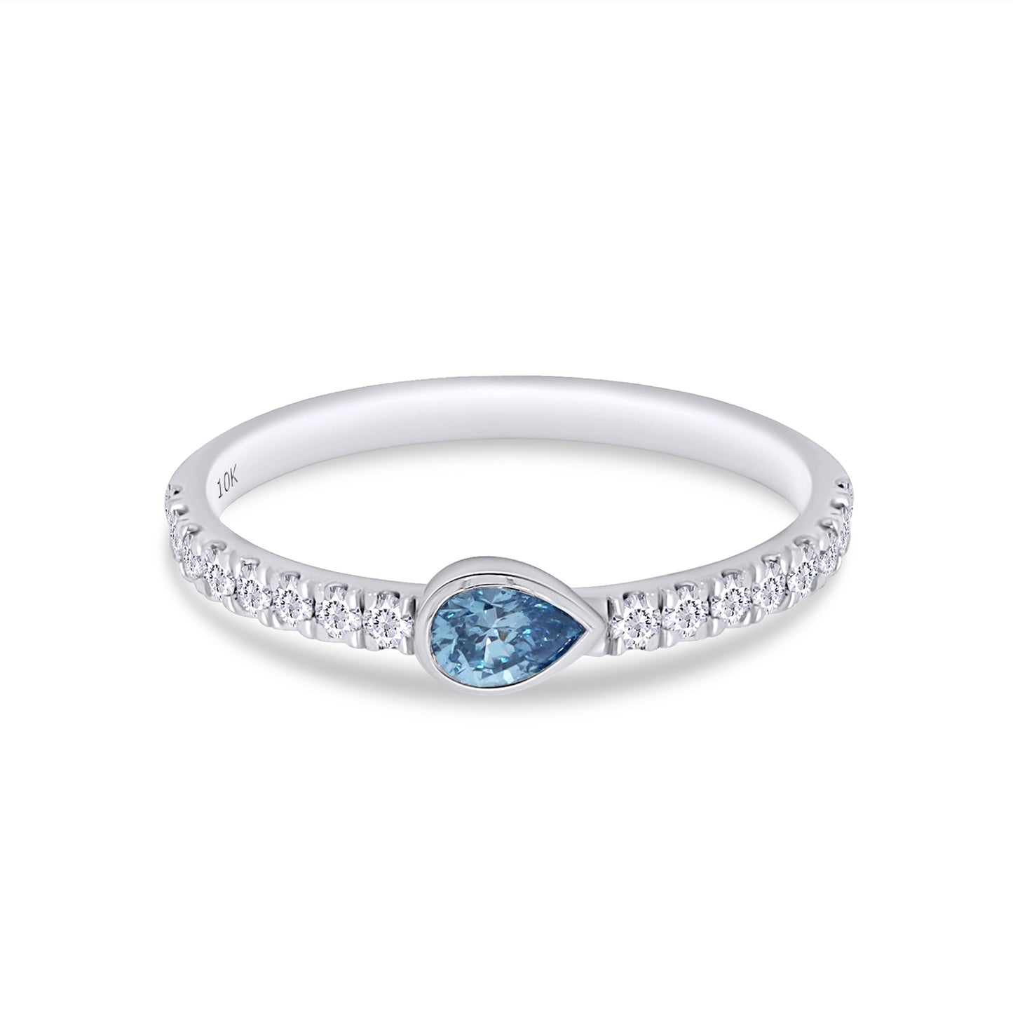 EGL Certified Lab Grown Diamond Multi Shape/Color Bezel Set Half-Eternity Engagement Ring For Women In 10K Solid White Gold