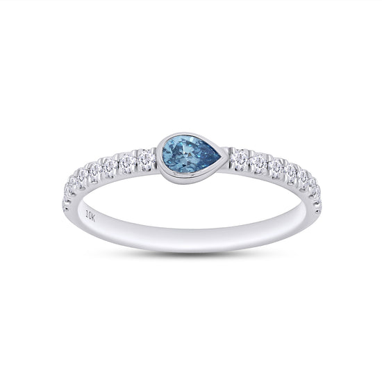 EGL Certified Lab Grown Diamond Multi Shape/Color Bezel Set Half-Eternity Engagement Ring For Women In 10K Solid White Gold