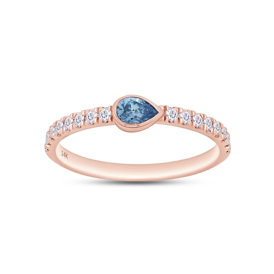 EGL Certified Lab Grown Diamond Multi Shape/Color Bezel Set Half-Eternity Engagement Ring For Women In 14K Solid Rose Gold