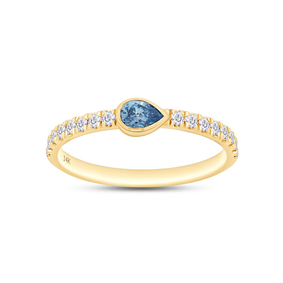 EGL Certified Lab Grown Diamond Multi Shape/Color Bezel Set Half-Eternity Engagement Ring For Women In 14K Solid Yellow Gold