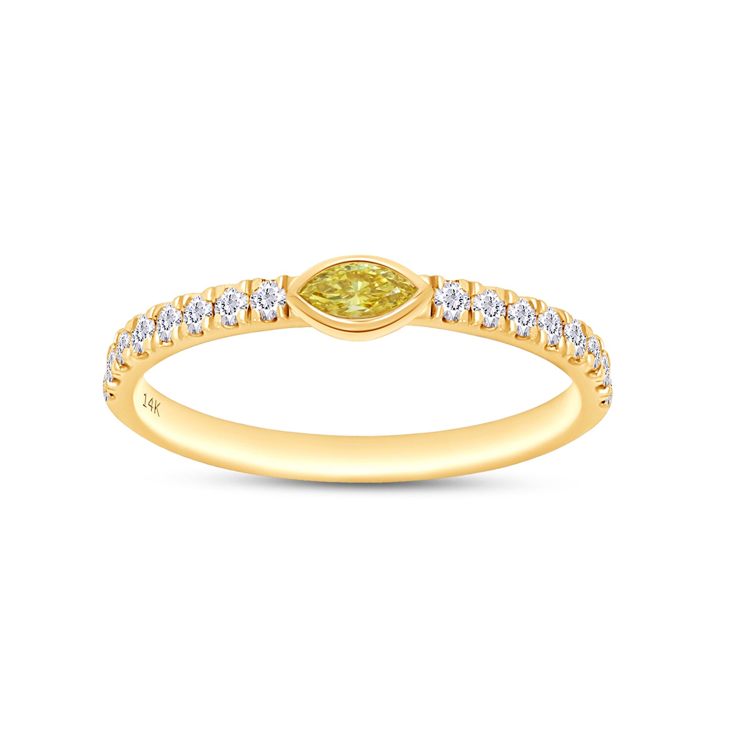 Load image into Gallery viewer, EGL Certified Lab Grown Diamond Multi Shape/Color Bezel Set Half-Eternity Engagement Ring For Women In 14K Solid Yellow Gold
