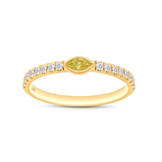 EGL Certified Lab Grown Diamond Multi Shape/Color Bezel Set Half-Eternity Engagement Ring For Women In 14K Solid Yellow Gold