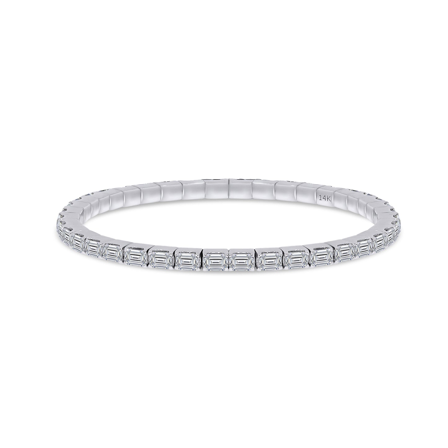 Load image into Gallery viewer, Emerald Shape EGL Certified Lab Grown Diamond Stretchable Tennis Bracelet For Women In 10K Or 14K Solid Gold Jewelry

