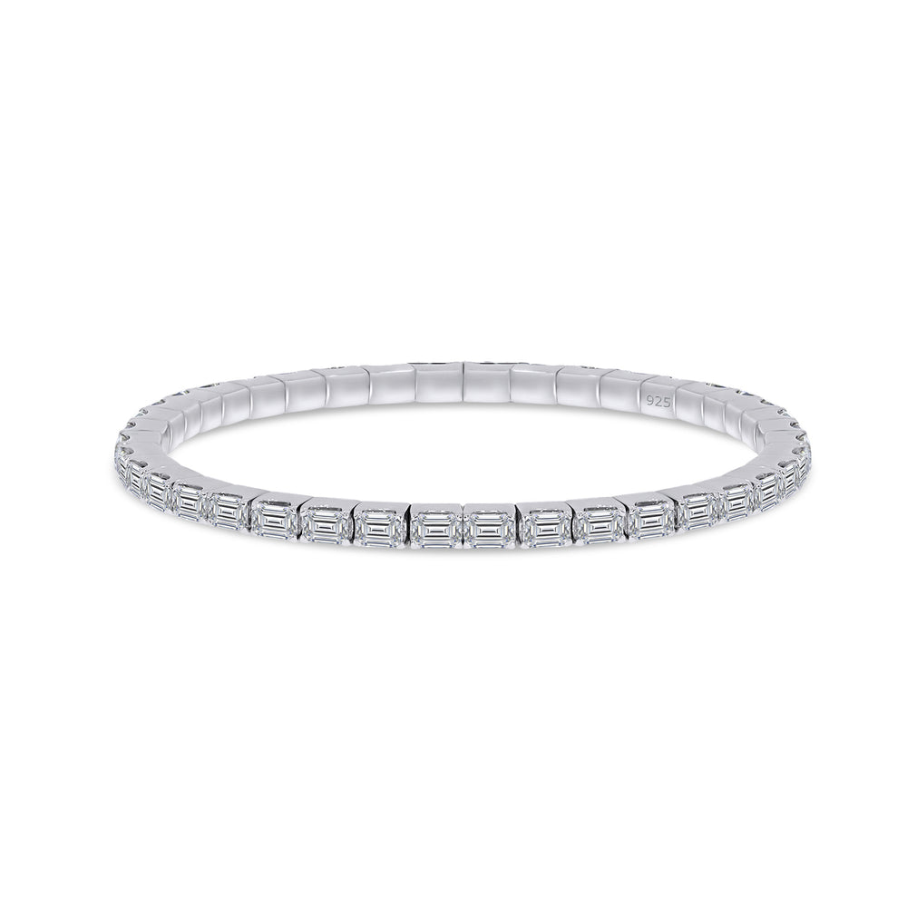 Stretchable Tennis Bracelet For Women, 8.50 Carat Emerald Shape Lab Created Moissanite Diamond In 14K Gold Over Sterling Silver Bracelet Jewelry