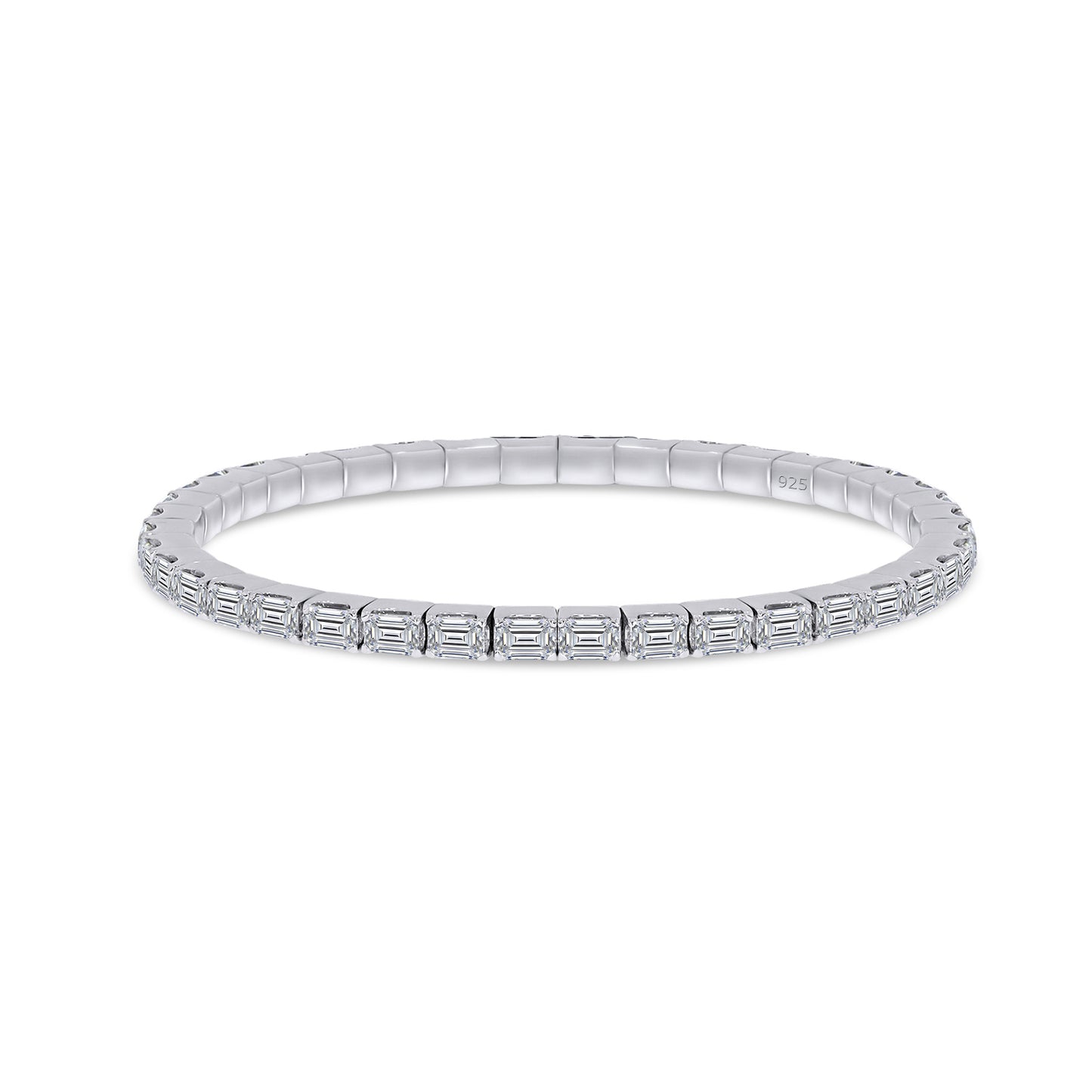 Stretchable Tennis Bracelet For Women, 8.50 Carat Emerald Shape Lab Created Moissanite Diamond In 10K Solid Gold Bracelet Jewelry