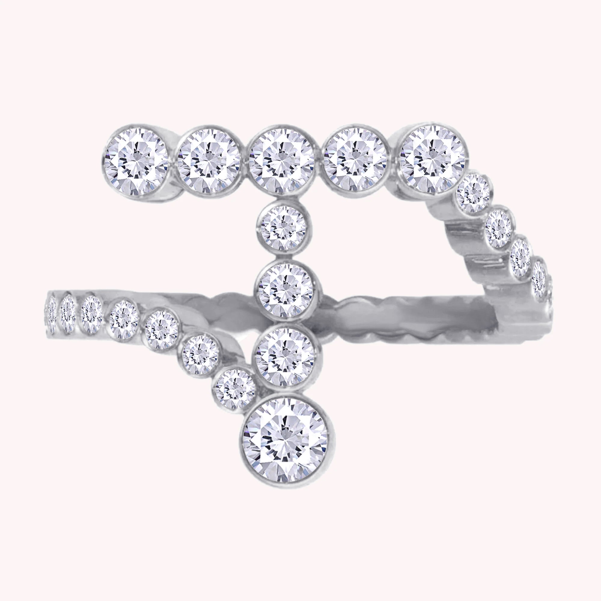 Bubble Round Lab Grown Diamond Initial Letter Ring