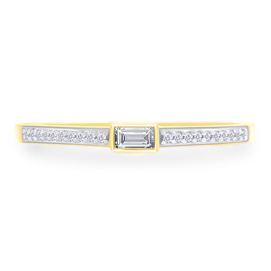 Load image into Gallery viewer, 1/10 Carat Taper Baguette &amp;amp; Round Cut Diamond Engagement Wedding Stackable Band Ring In 925 Sterling Silver Or 10K Solid Gold
