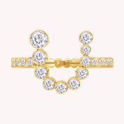 Bubble Round shape Lab Created Moissanite Initial Letter Ring