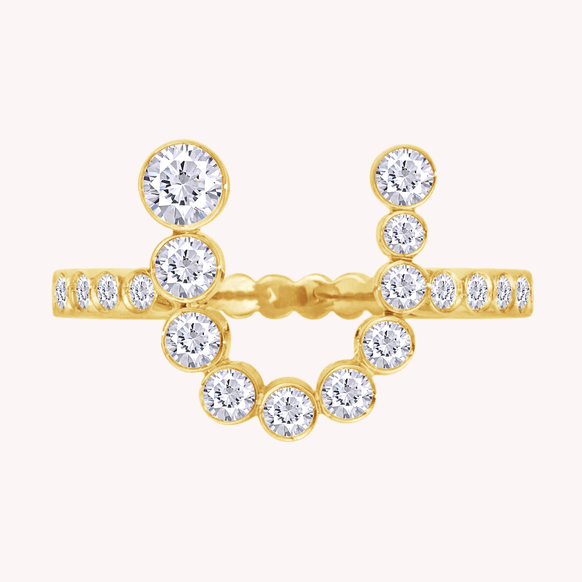 Bubble Round shape Lab Created Moissanite Initial Letter Ring