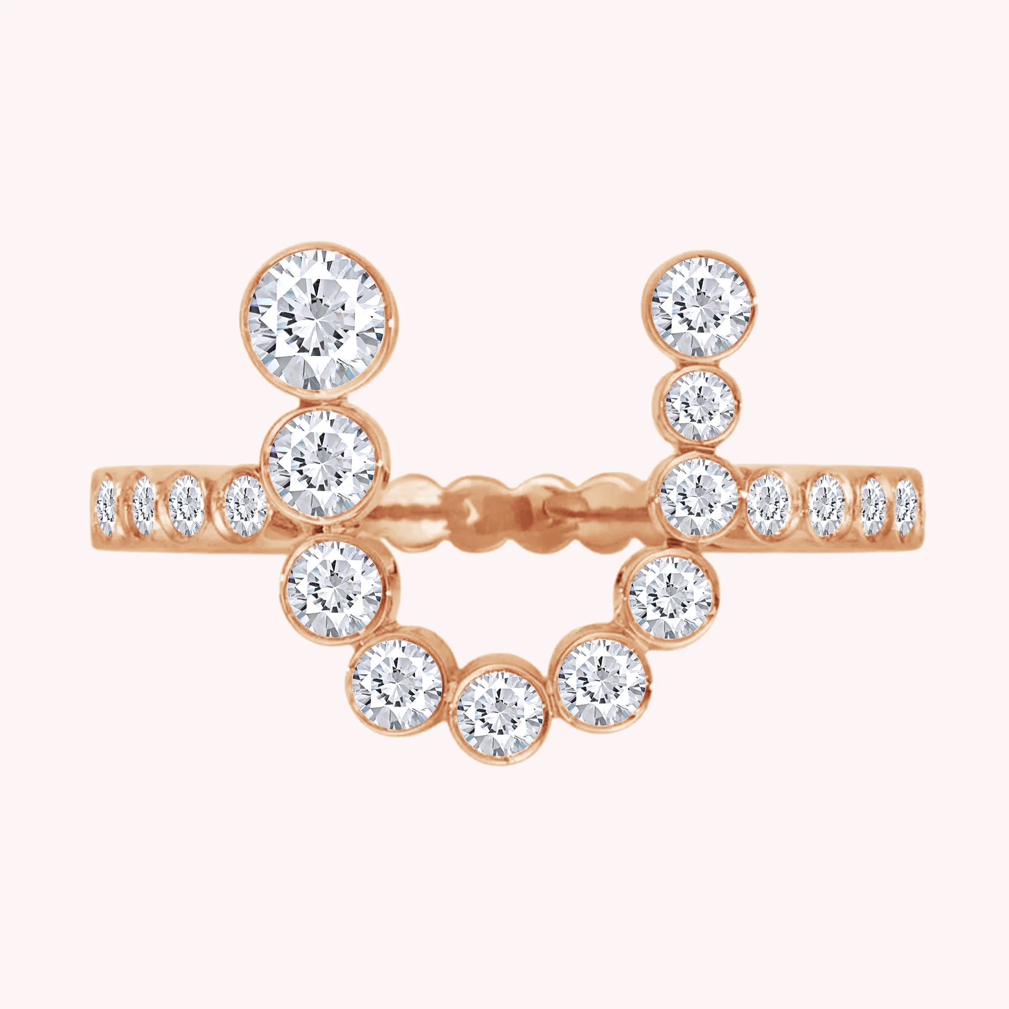 Bubble Round shape White Cubic Zirconia Initial Letter Ring