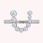 Bubble Round shape Lab Created Moissanite Initial Letter Ring