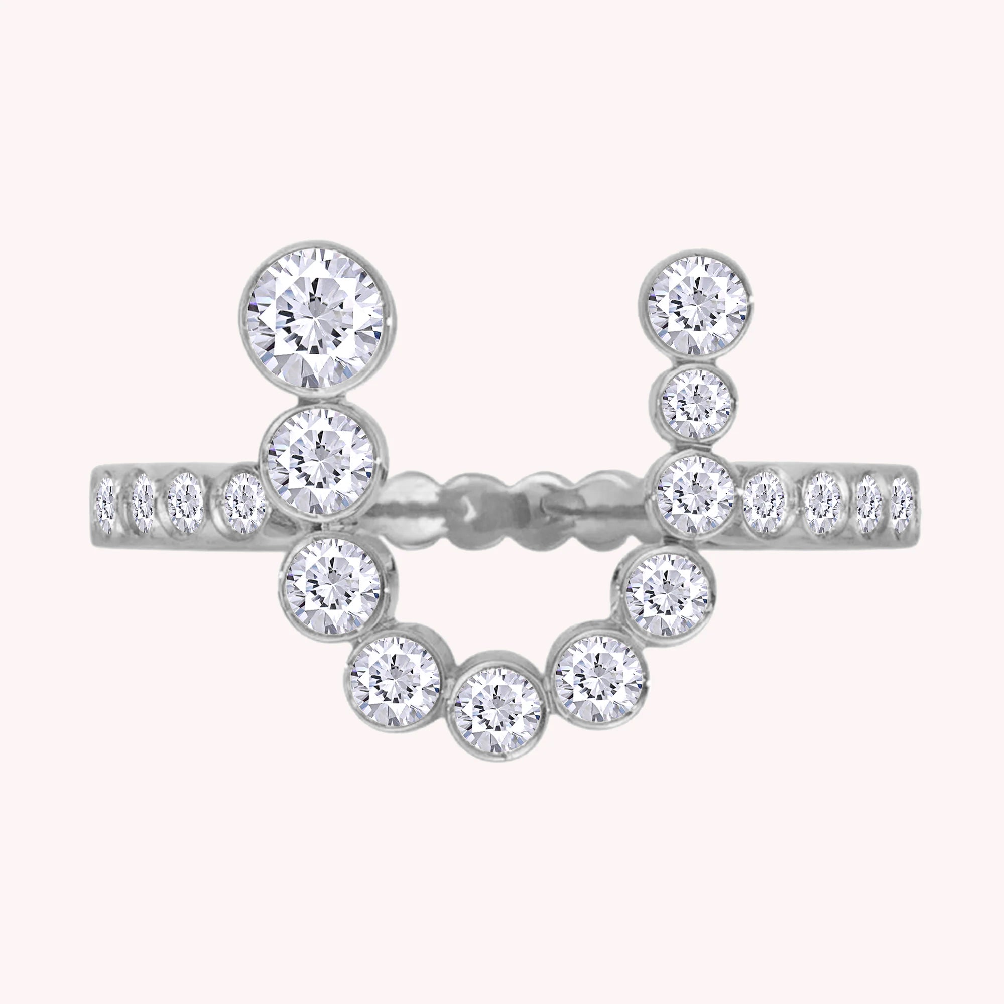 Bubble Round shape White Cubic Zirconia Initial Letter Ring