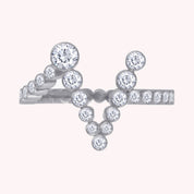 Bubble Round shape Lab Created Moissanite Initial Letter Ring