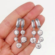 Two Tone Dangle Drop Chain Earring Lab Created Moissanite