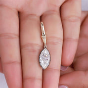 Solitaire Charm Two Tone Pendant Marquise and Pear Shape 4.00 Carat Lab Created Moissanite with Black Rhodium around the stone