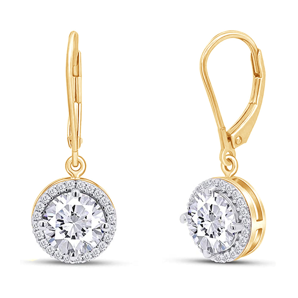 
                      
                        1 1/2 Carat Lab Created Moissanite Diamond Halo Lever Back Dangle Drop Earrings In 10K Or 14K Solid Gold (1.50 Cttw)
                      
                    