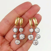 Two Tone Dangle Drop Chain Earring Lab Created Moissanite
