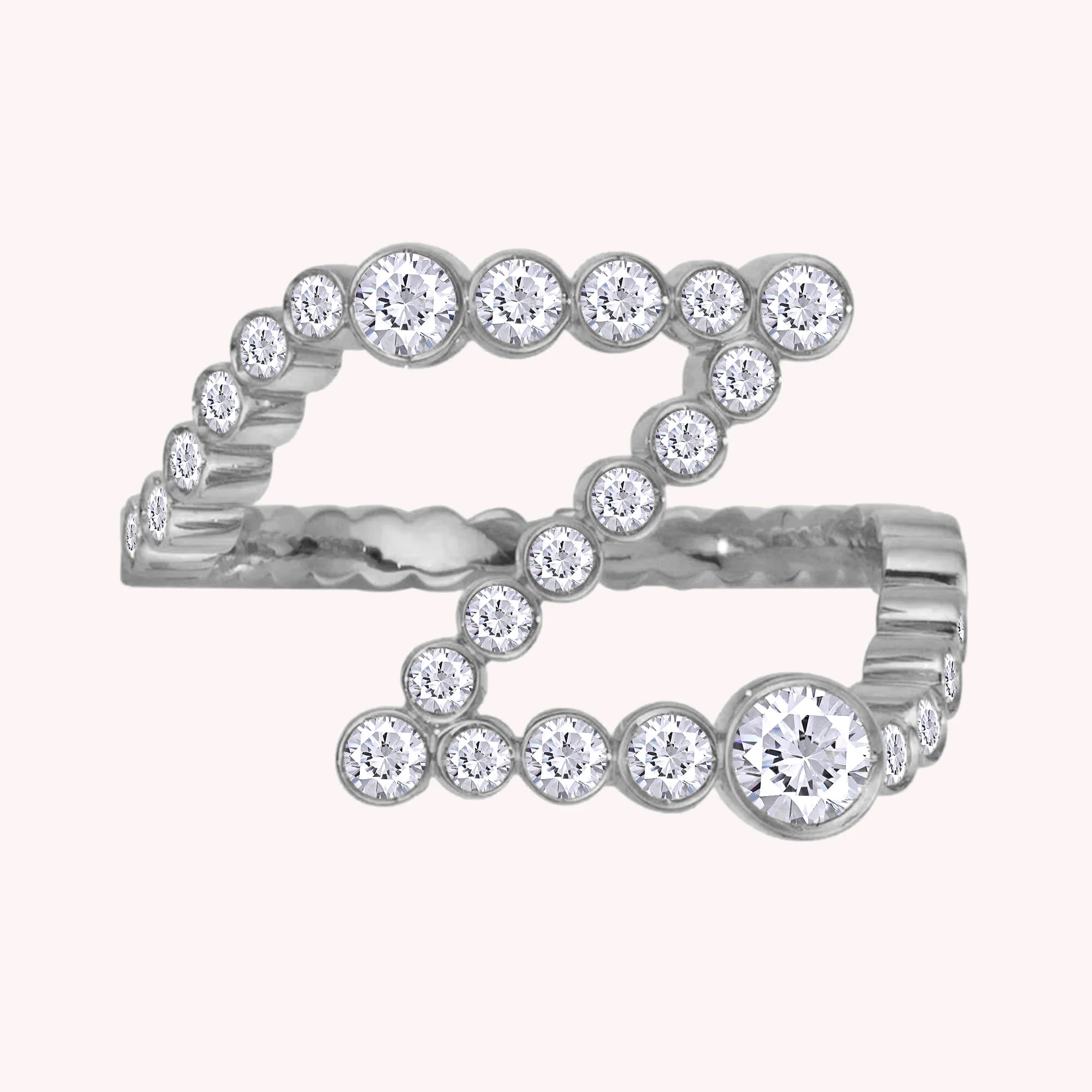Bubble Round shape White Cubic Zirconia Initial Letter Ring
