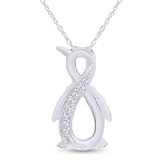 Natural Diamond Penguin Infinity Pendant