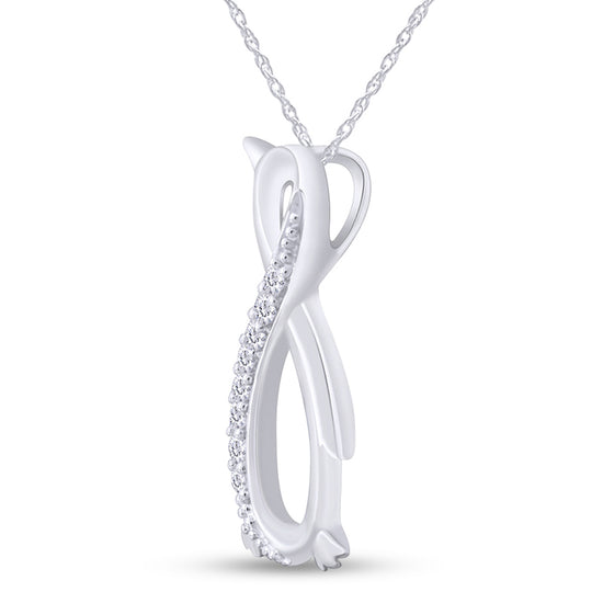 1/10 Carat White Natural Diamond Penguin Infinity Pendant Necklace 925 Sterling Silver