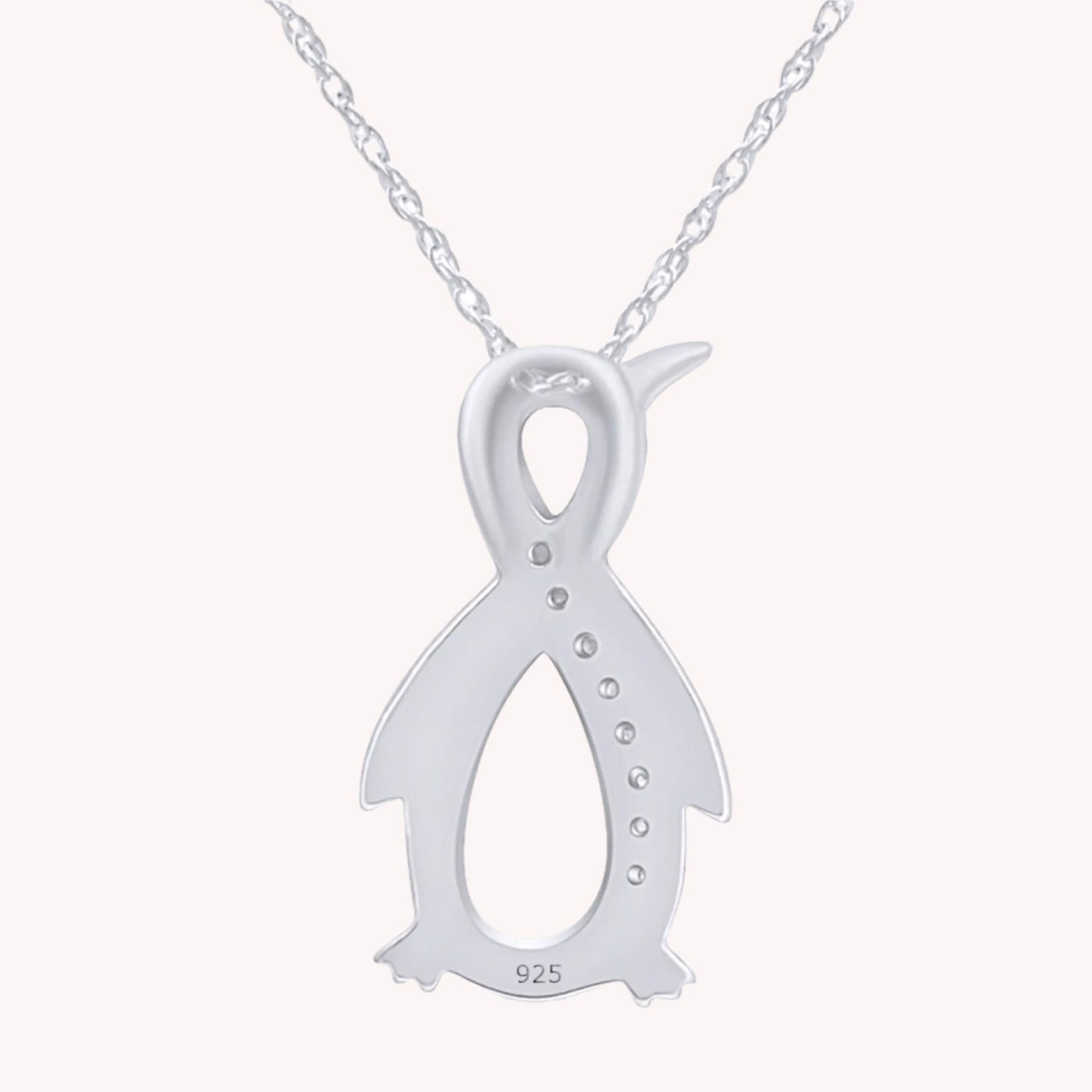 1/10 Carat White Natural Diamond Penguin Infinity Pendant Necklace 925 Sterling Silver