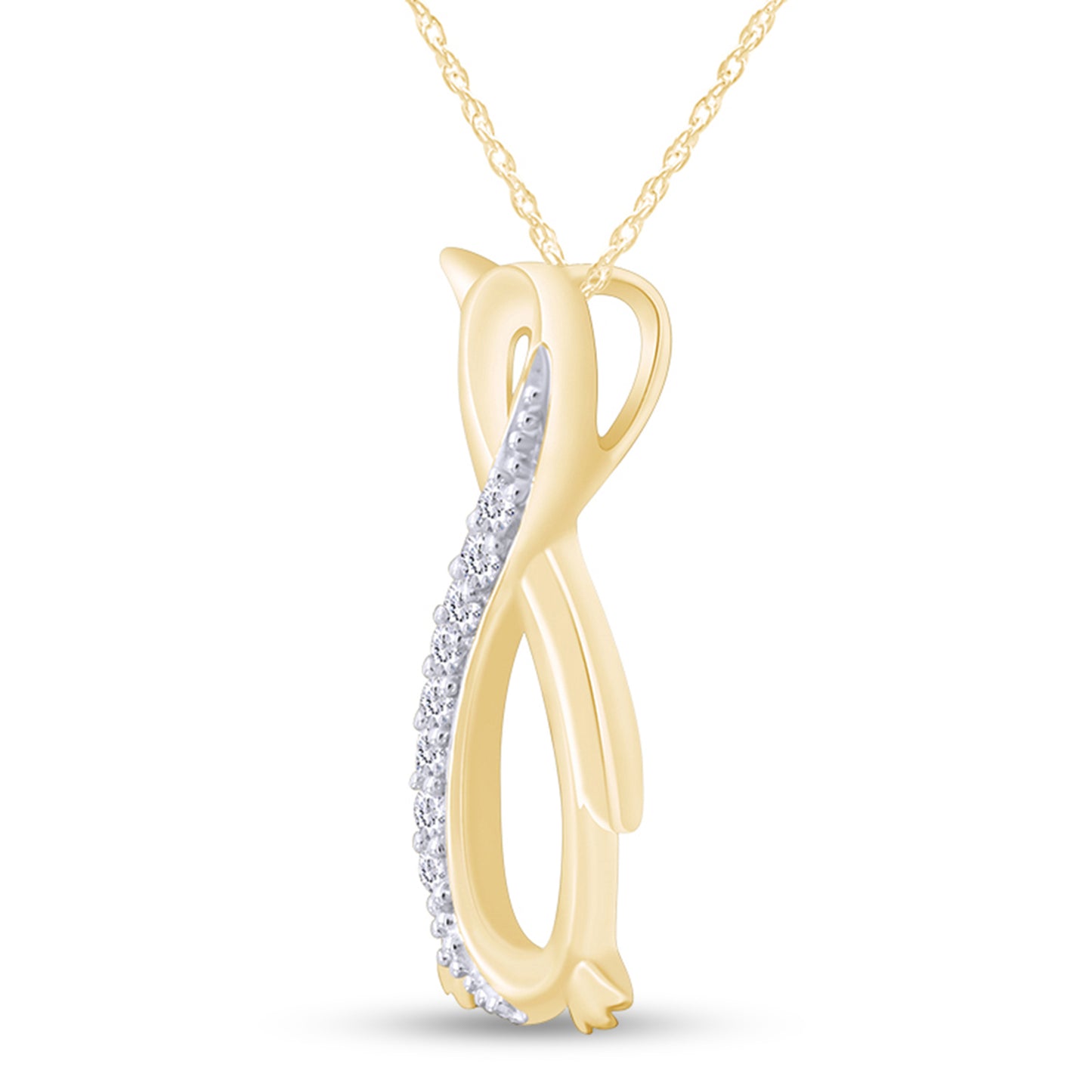 Load image into Gallery viewer, 1/10 Carat White Natural Diamond Penguin Infinity Pendant Necklace 925 Sterling Silver
