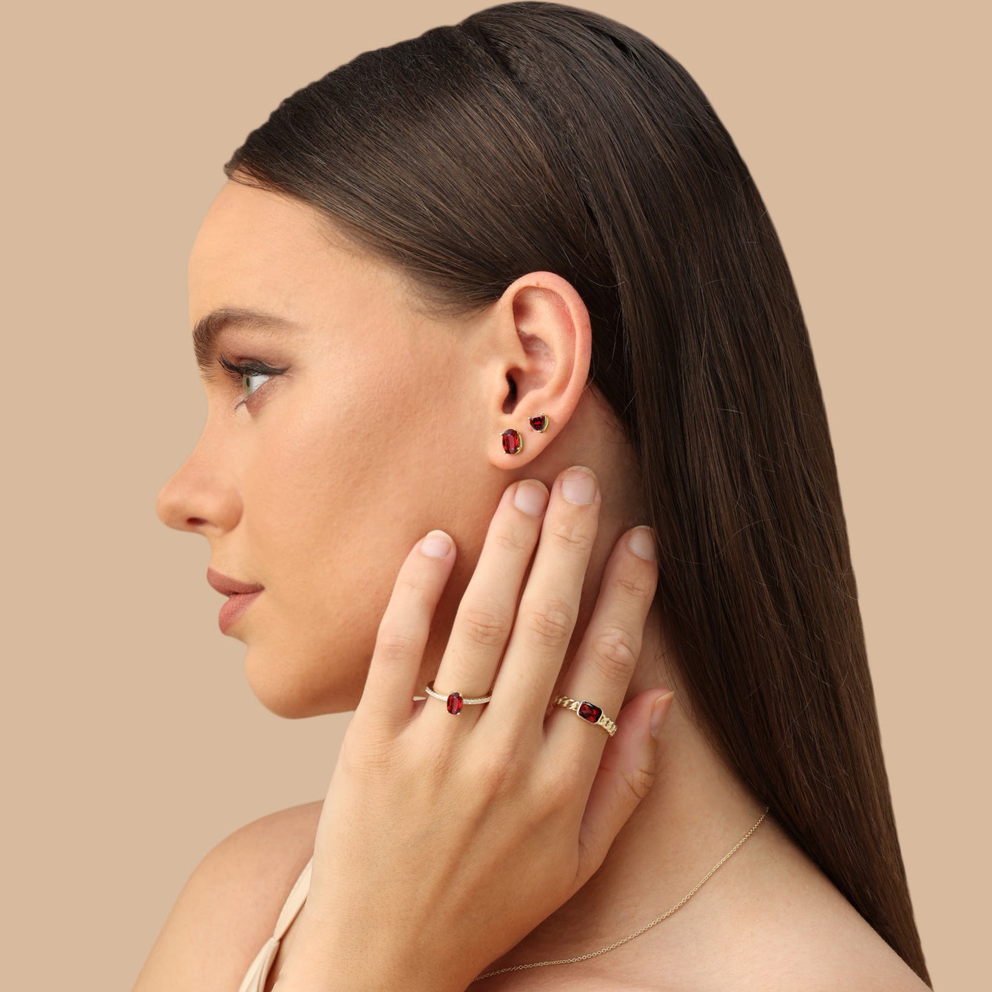8X6MM Oval Shape Simulated Birthstone Stud Earrings For Women In 925 Sterling Silver