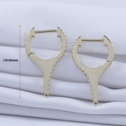 Dagger Drop Hoop Moissanite Earrings (Height 19.50 MM & Width 10.90 MM)