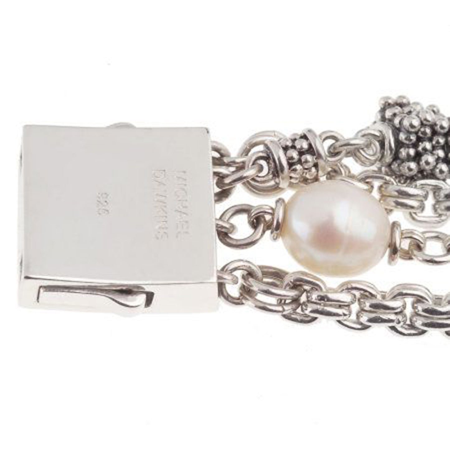 Michael Dawkins Sterling Rondel 7" Cultured Freshwater Pearl Bracelet