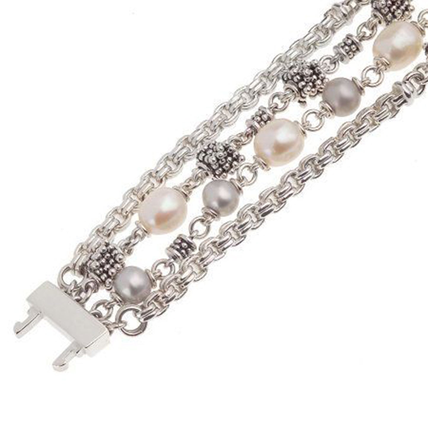 Michael Dawkins Sterling Rondel 7" Cultured Freshwater Pearl Bracelet