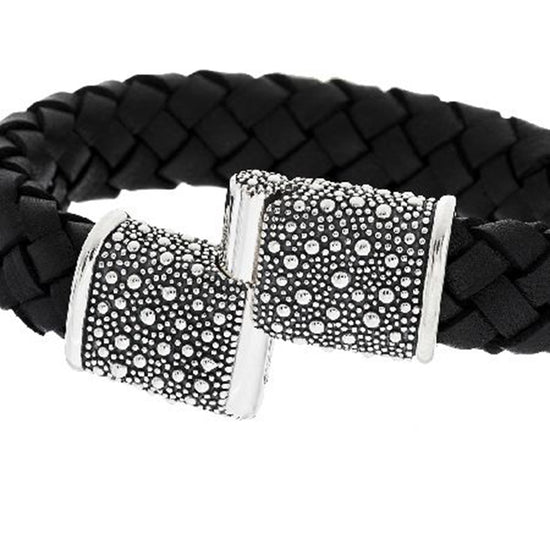 Michael Dawkins Sterling Leather Starry Night 8" Bracelet
