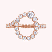 Bubble Round shape Lab Created Moissanite Initial Letter Ring