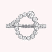 Bubble Round shape Lab Created Moissanite Initial Letter Ring