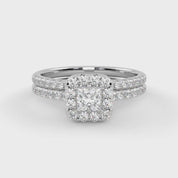 IGI Certified Half Eternity Halo Bridal Set Rings for Women