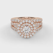 IGI Certified Double Halo Lab Diamond Bridal Set Ring