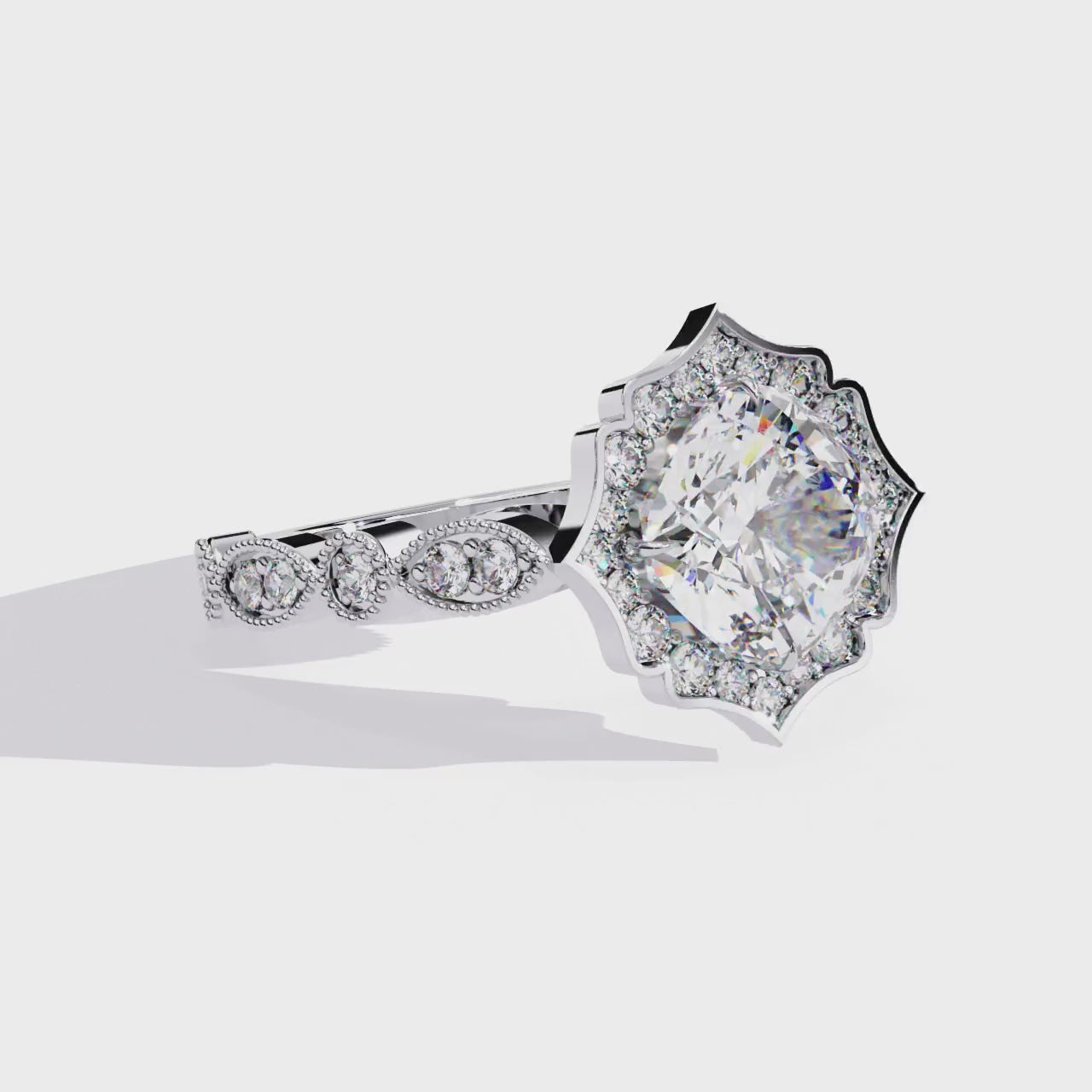 Piper Floral Halo Lab Grown Diamond Engagement Ring