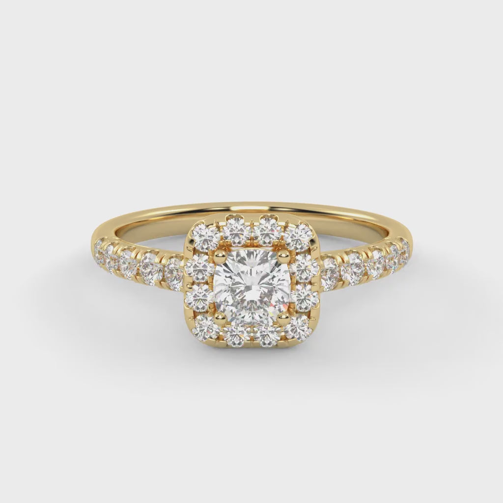 IGI Certified Half Eternity Halo Solitaire Engagement Rings for Women