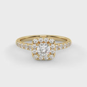 IGI Certified Half Eternity Halo Solitaire Engagement Rings for Women