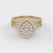 IGI Certified Pear Cut Split Shank Infinity Twisted Double Halo Bridal Set Ring