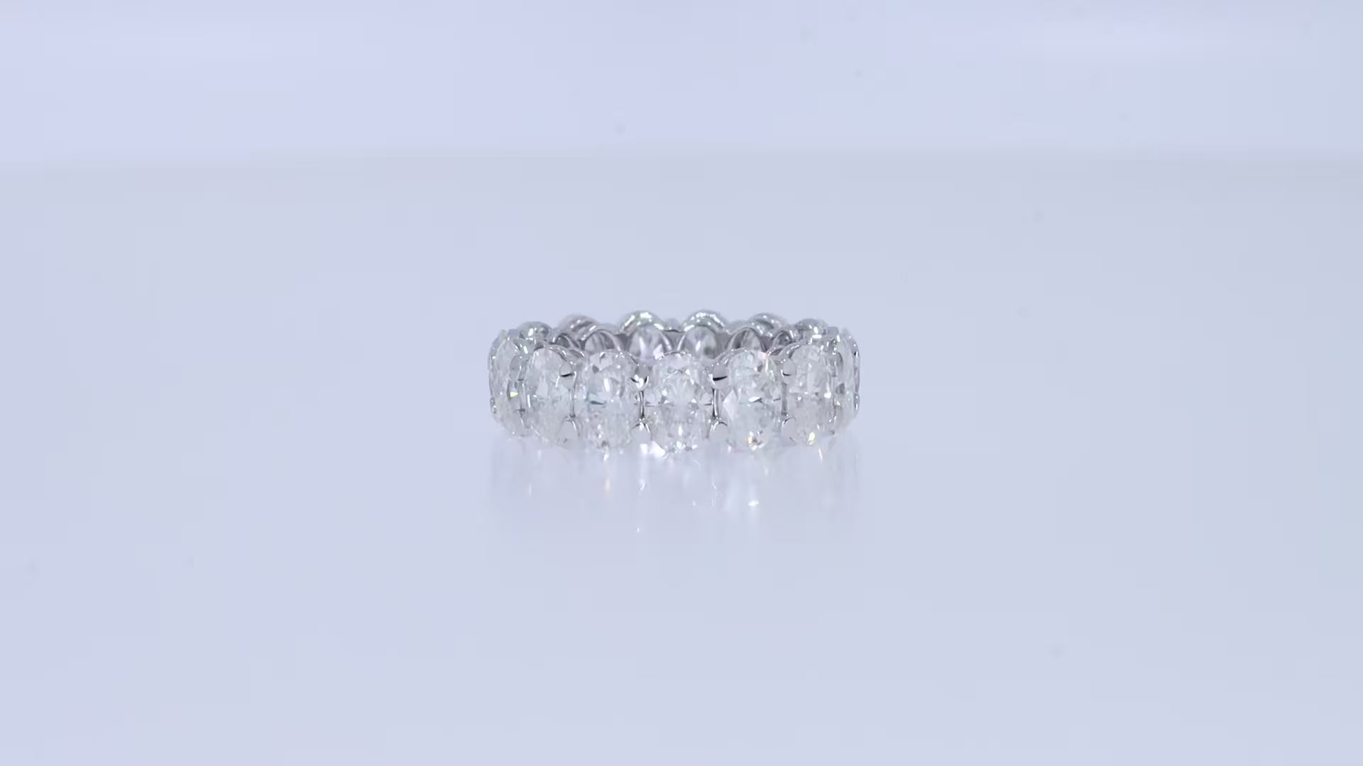 Full Eternity Oval Shape Ring In Lab Created Moissanite