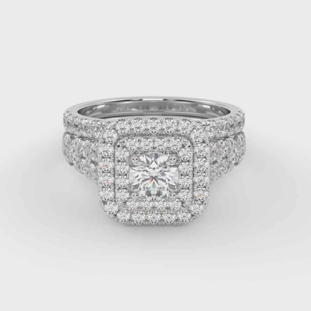 Round Shape 2.00 Carat Lab Grown Diamond Half Eternity Bridal Set Ring