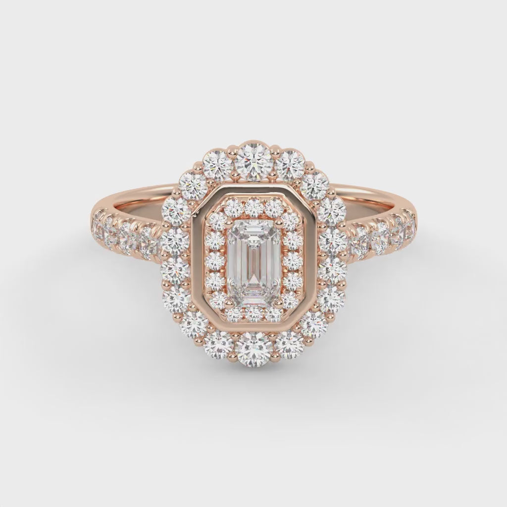 IGI Certified Double Halo Solitaire Engagement Rings for Women
